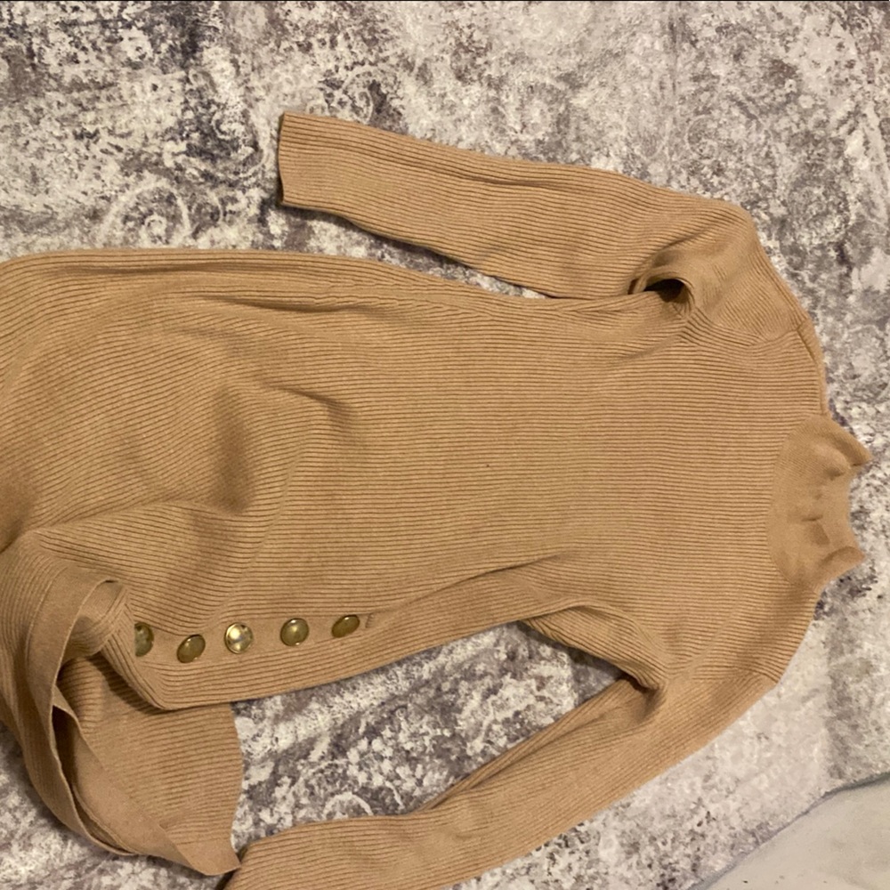 JCPenney Tan Buttoned Long Sleeve Sweater Dress